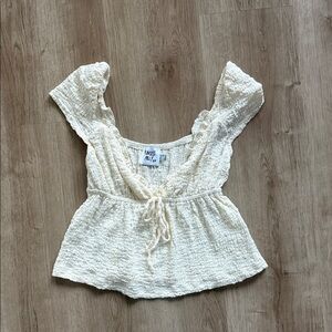 Princess Polly Cream Textured Blouse